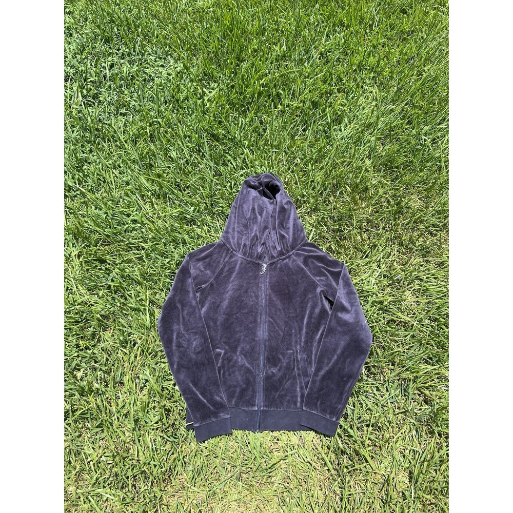 Juicy Couture Jacket Women size S Navy BlueVelvet Velour Track Suit JacketHoodie